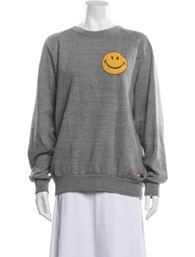 Pre-owned Aviator Nation Smiley Graphic Print Sweatshirt In Gray