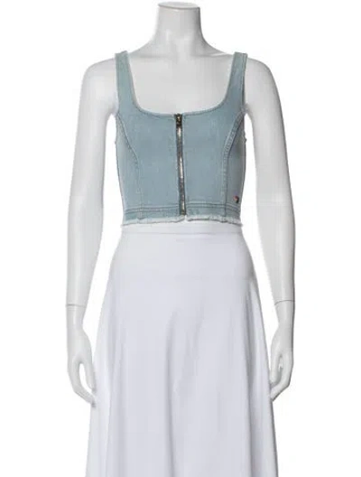Pre-owned Aviator Nation Square Neckline Sleeveless Crop Top W/ Tags In White
