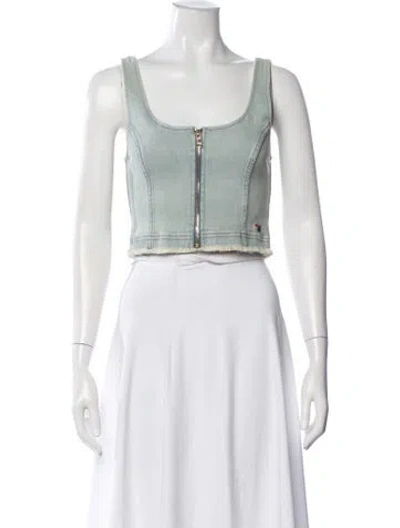 Pre-owned Aviator Nation Square Neckline Sleeveless Crop Top W/ Tags In White