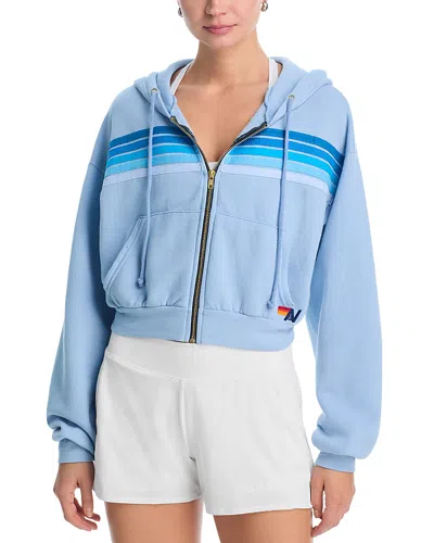 Aviator Nation Stripe Crop Hoodie - Exclusive In Blue