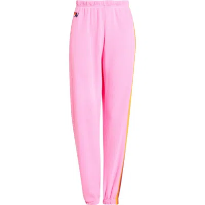 Aviator Nation Stripe Sweatpants In Pink