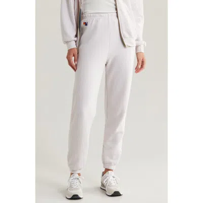 Aviator Nation Stripe Sweatpants In Dove Grey/white Grey