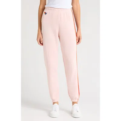 Aviator Nation Stripe Sweatpants In Light Pink/purple Orange