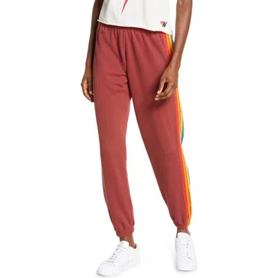 Aviator Nation Stripe Sweatpants In Red