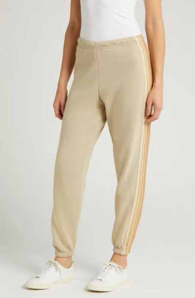 Aviator Nation Stripe Sweatpants In Sand/ Tan