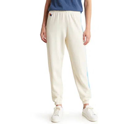 Aviator Nation Stripe Sweatpants In Vintage White/blue