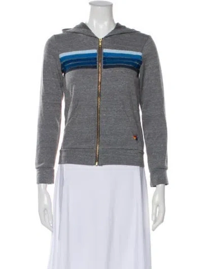 Pre-owned Aviator Nation Striped Biker Jacket In Grey