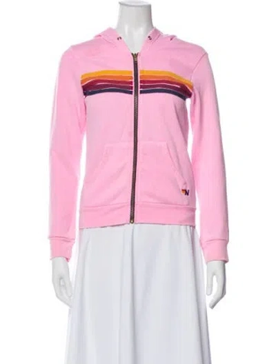 Pre-owned Aviator Nation Striped Biker Jacket In Pink