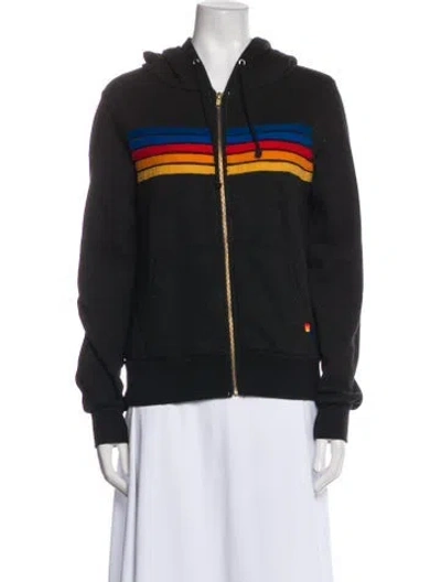 Pre-owned Aviator Nation Striped Bomber Jacket In Black