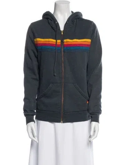 Pre-owned Aviator Nation Striped Bomber Jacket In Blue