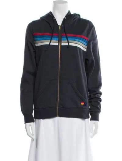 Pre-owned Aviator Nation Striped Bomber Jacket In Blue