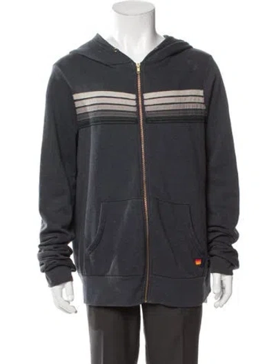 Pre-owned Aviator Nation Striped Bomber Jacket In Blue