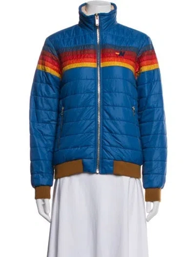 Pre-owned Aviator Nation Striped Bomber Jacket In Blue