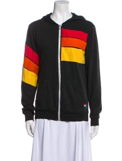 Pre-owned Aviator Nation Striped Bomber Jacket In Gray