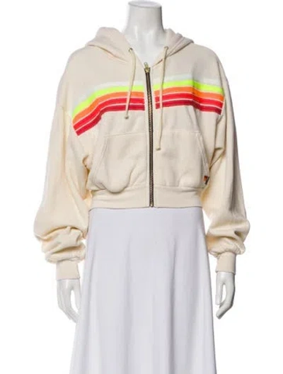 Pre-owned Aviator Nation Striped Bomber Jacket In Neutral