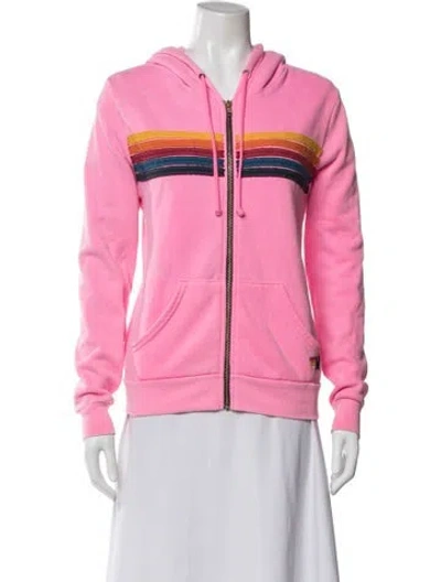 Pre-owned Aviator Nation Striped Bomber Jacket In Pink