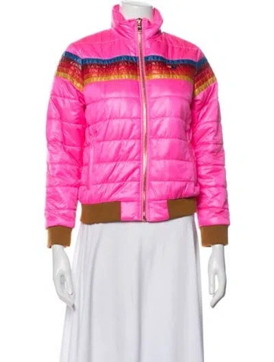 Pre-owned Aviator Nation Striped Bomber Jacket In Pink