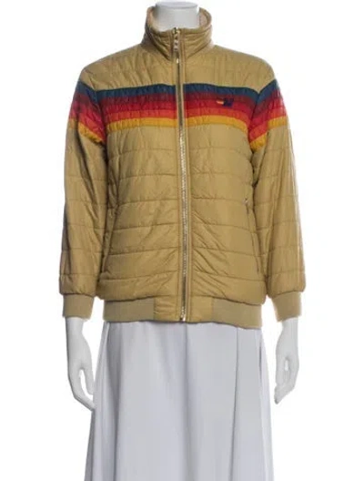 Pre-owned Aviator Nation Striped Bomber Jacket In Yellow