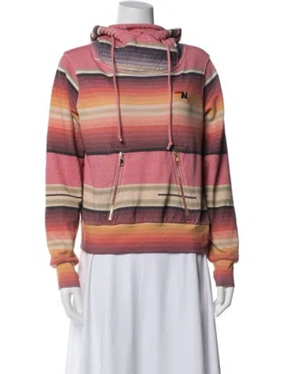 Pre-owned Aviator Nation Striped Cowl Neck Hoodie In Multicolor