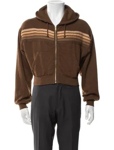 Pre-owned Aviator Nation Striped Crew Neck Hoodie In Brown