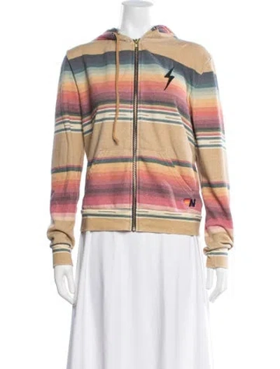 Pre-owned Aviator Nation Striped Crew Neck Hoodie In Multi