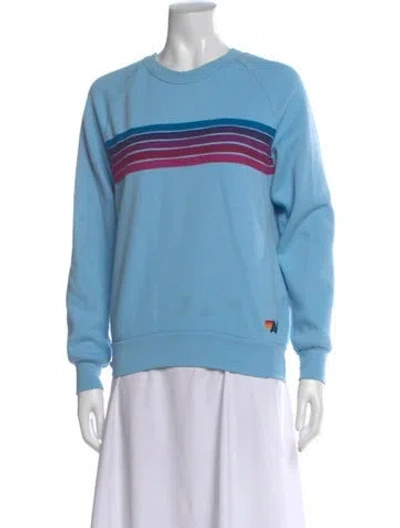 Pre-owned Aviator Nation Striped Crew Neck Sweater In Blue