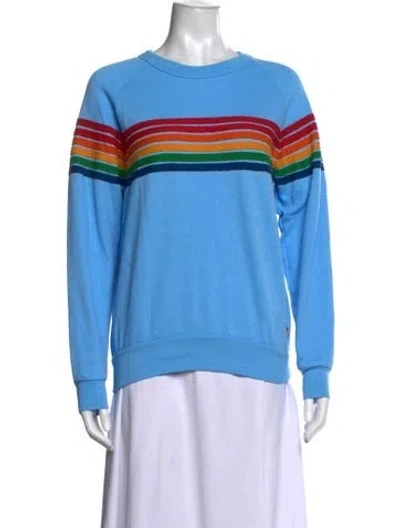 Pre-owned Aviator Nation Striped Crew Neck Sweater In Blue