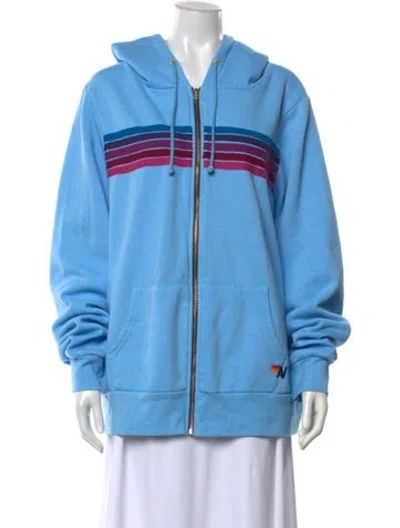 Pre-owned Aviator Nation Striped Crew Neck Sweater In Blue