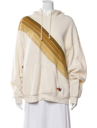 Pre-owned Aviator Nation Striped Crew Neck Sweater In Neutral