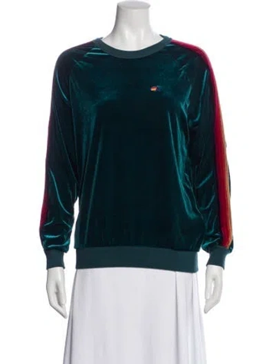 Pre-owned Aviator Nation Striped Crew Neck Sweatshirt In Blue