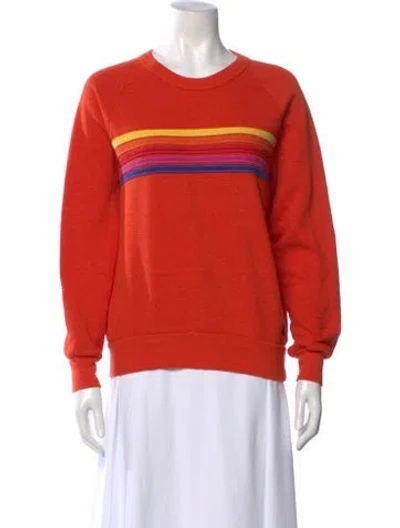 Pre-owned Aviator Nation Striped Crew Neck Sweatshirt In Multi