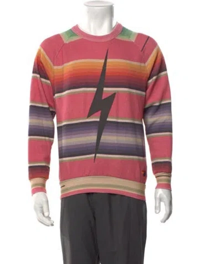 Pre-owned Aviator Nation Striped Crew Neck Sweatshirt In Multicolor