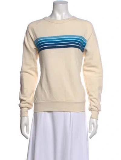 Pre-owned Aviator Nation Striped Crew Neck Sweatshirt In Neutral
