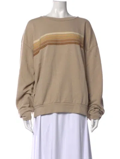 Pre-owned Aviator Nation Striped Crew Neck Sweatshirt In Neutrals