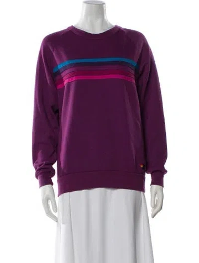 Pre-owned Aviator Nation Striped Crew Neck Sweatshirt In Purple