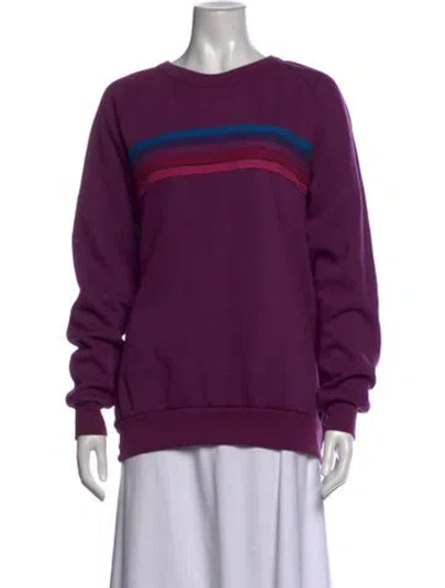 Pre-owned Aviator Nation Striped Crew Neck Sweatshirt In Purple
