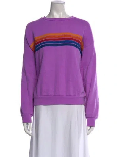 Pre-owned Aviator Nation Striped Crew Neck Sweatshirt In Purple