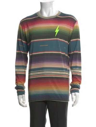 Pre-owned Aviator Nation Striped Crew Neck T-shirt In Multicolor
