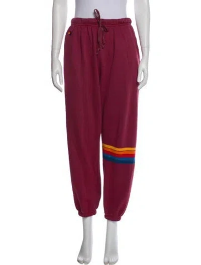 Pre-owned Aviator Nation Striped Embroidered Accent Sweatpants In Red
