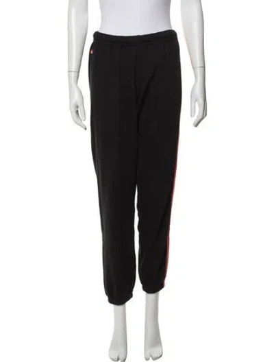 Pre-owned Aviator Nation Striped Embroidered Accent Sweatpants In Black