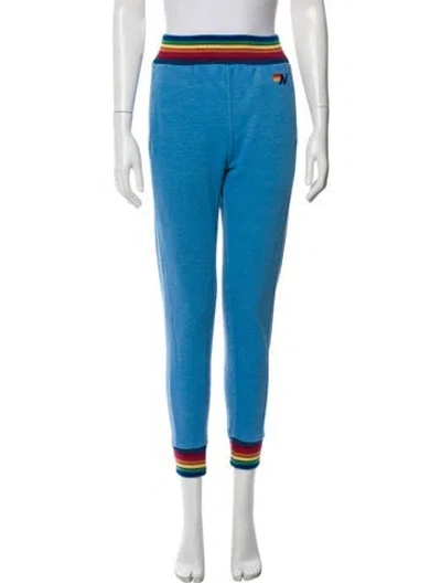 Pre-owned Aviator Nation Striped Embroidered Accent Sweatpants In Blue