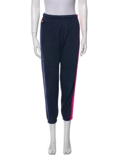 Pre-owned Aviator Nation Striped Embroidered Accent Sweatpants In Blue