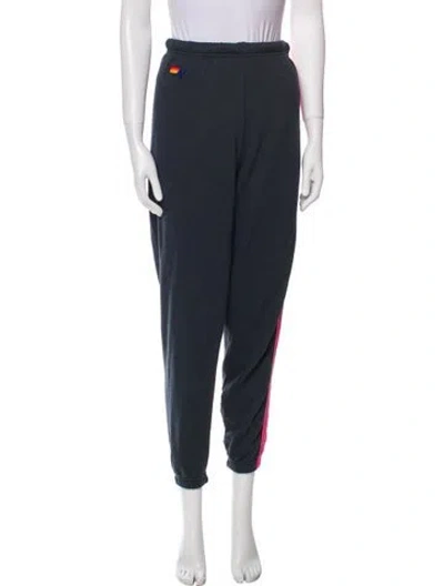 Pre-owned Aviator Nation Striped Embroidered Accent Sweatpants In Blue