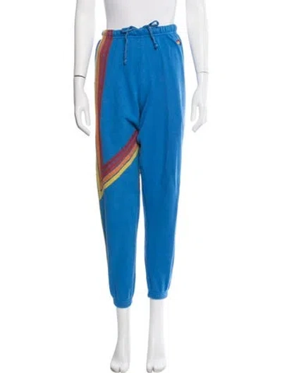 Pre-owned Aviator Nation Striped Embroidered Accent Sweatpants In Blue
