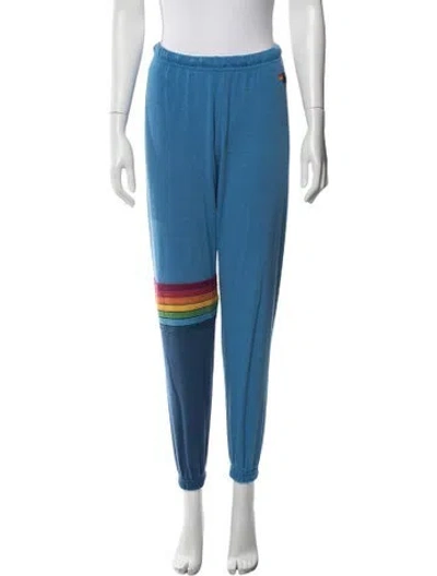 Pre-owned Aviator Nation Striped Embroidered Accent Sweatpants In Blue