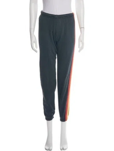 Pre-owned Aviator Nation Striped Embroidered Accent Sweatpants In Blue
