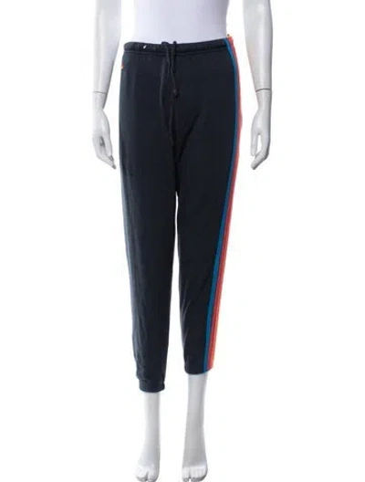 Pre-owned Aviator Nation Striped Embroidered Accent Sweatpants In Blue