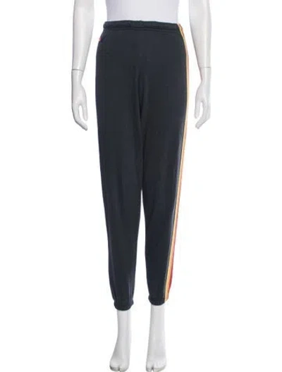Pre-owned Aviator Nation Striped Embroidered Accent Sweatpants In Blue
