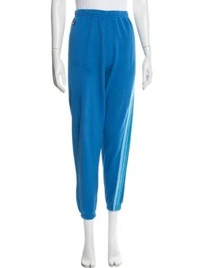 Pre-owned Aviator Nation Striped Embroidered Accent Sweatpants In Blue