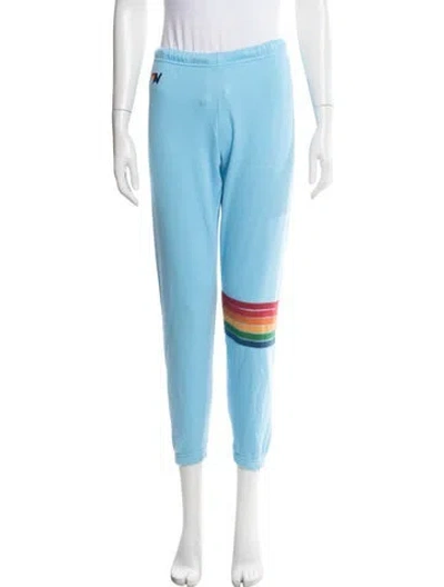 Pre-owned Aviator Nation Striped Embroidered Accent Sweatpants In Blue